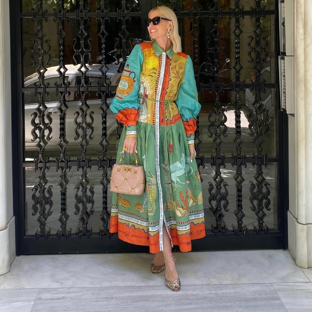 ALEMAIS surrealist summer ramie shirt dress - Picture 7 of 16
